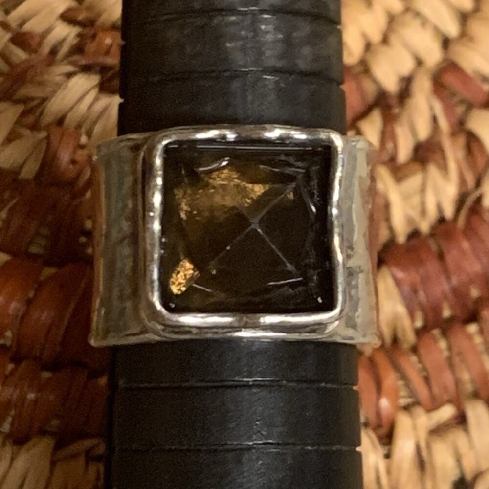 Silpada Ring Size 10 Dusk Til Dawn Sterling Silver & Smoky Quartz Statement
